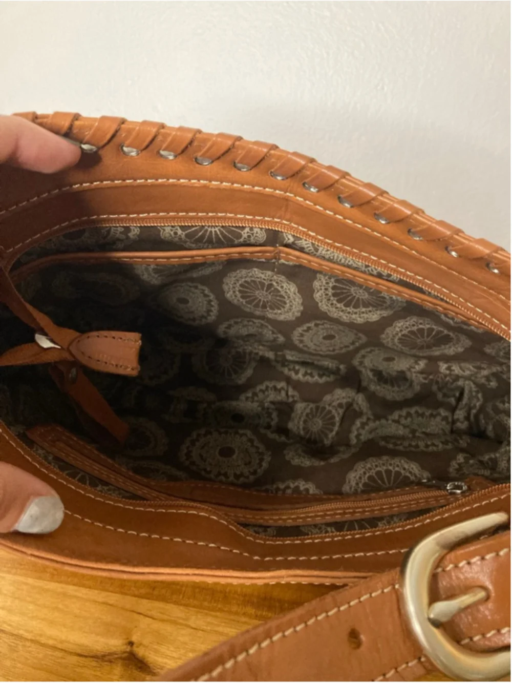 American West Harvest Moon Zip-Top Shoulder Bag Leather 30th Anniversary EUC
